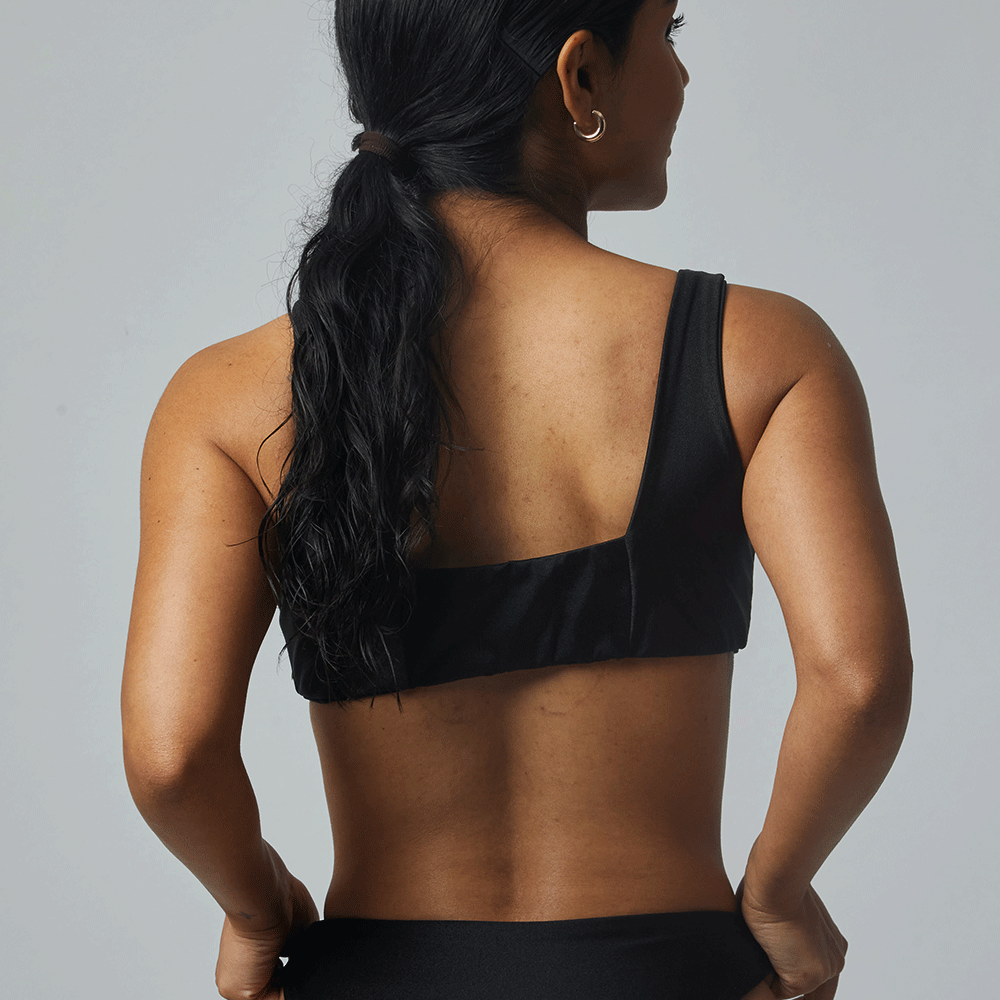Top África Negro satinado reversible a mate