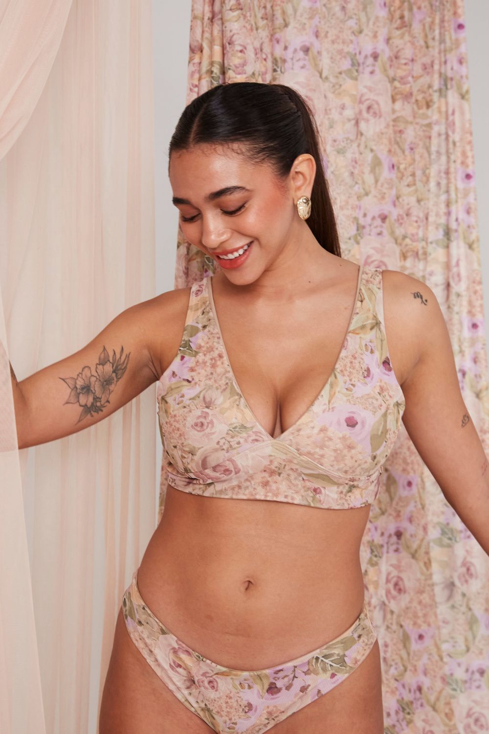 Top Canarias Rosas mesh