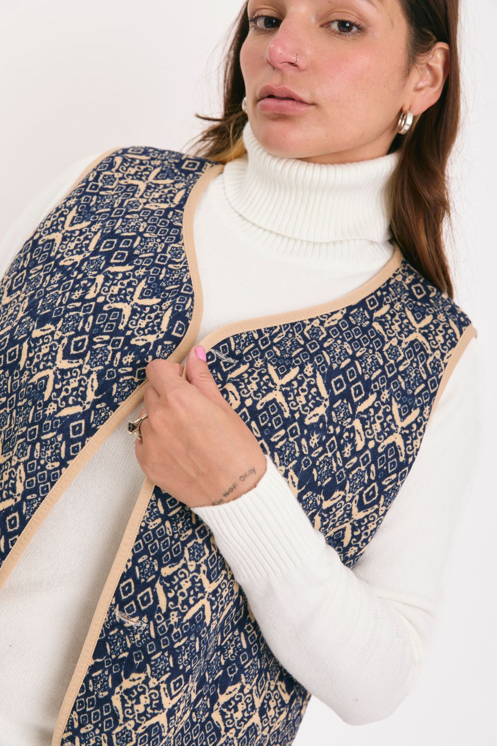 Chaleco Londres Azul reversible a beige