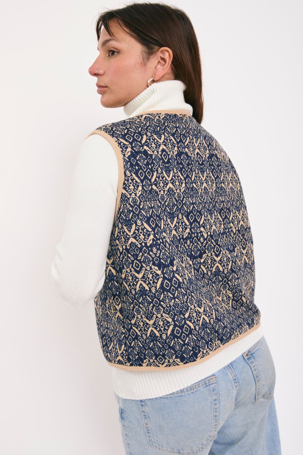 Chaleco Londres Azul reversible a beige