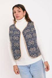 Chaleco Londres Azul reversible a beige