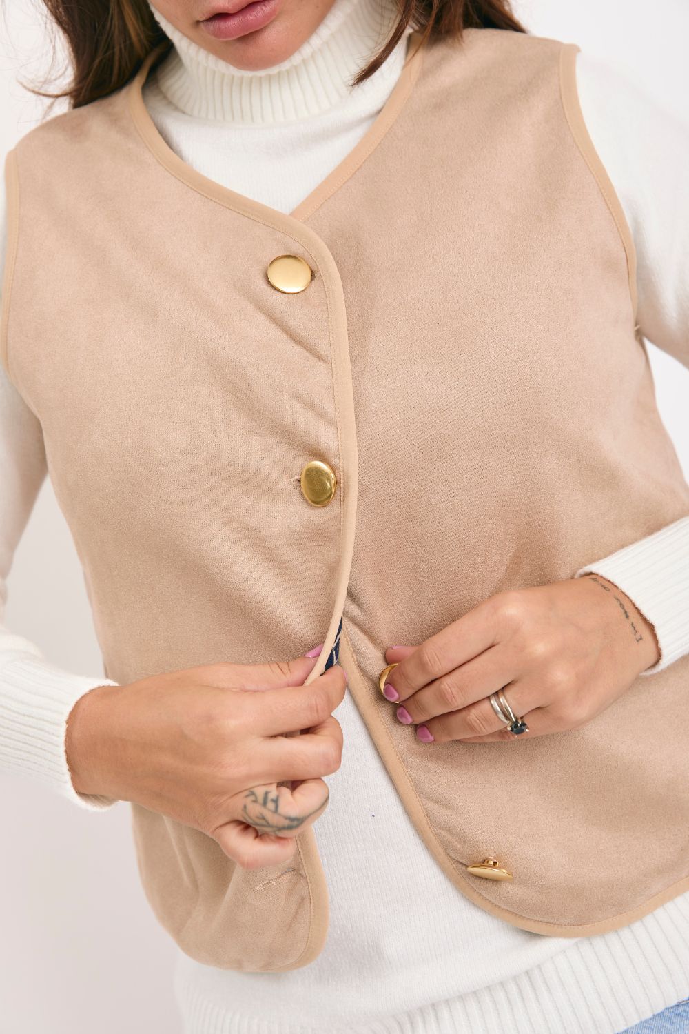 Chaleco Londres Azul reversible a beige