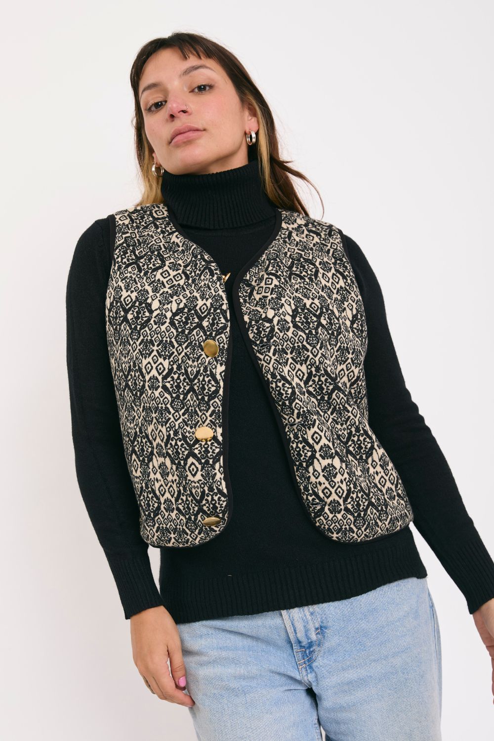 Chaleco Londres Crema reversible a negro