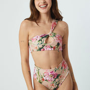 Bottom Piccola Flores rosadas reversible a verde olivo