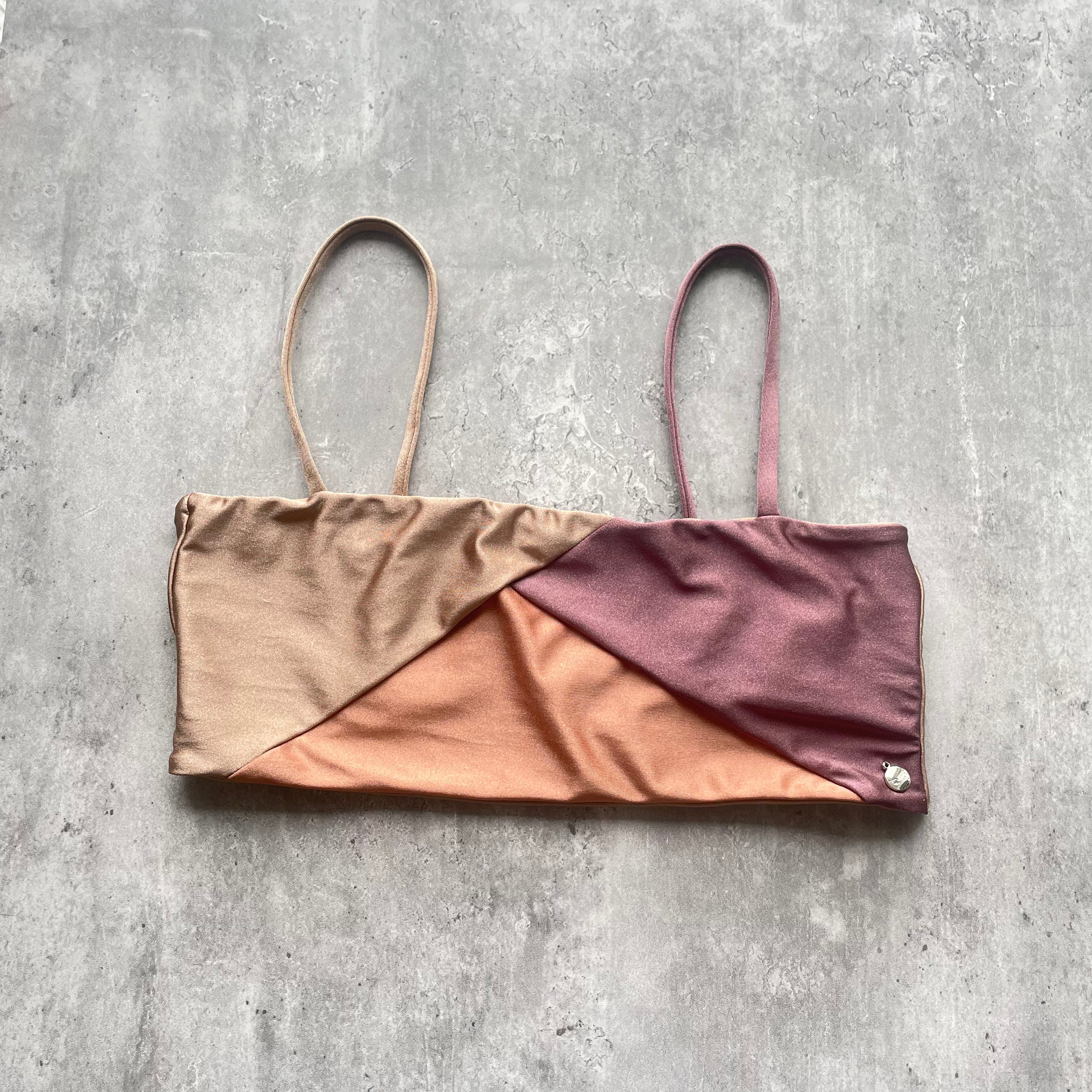 Top Waikiki Geométrico tierra satinado