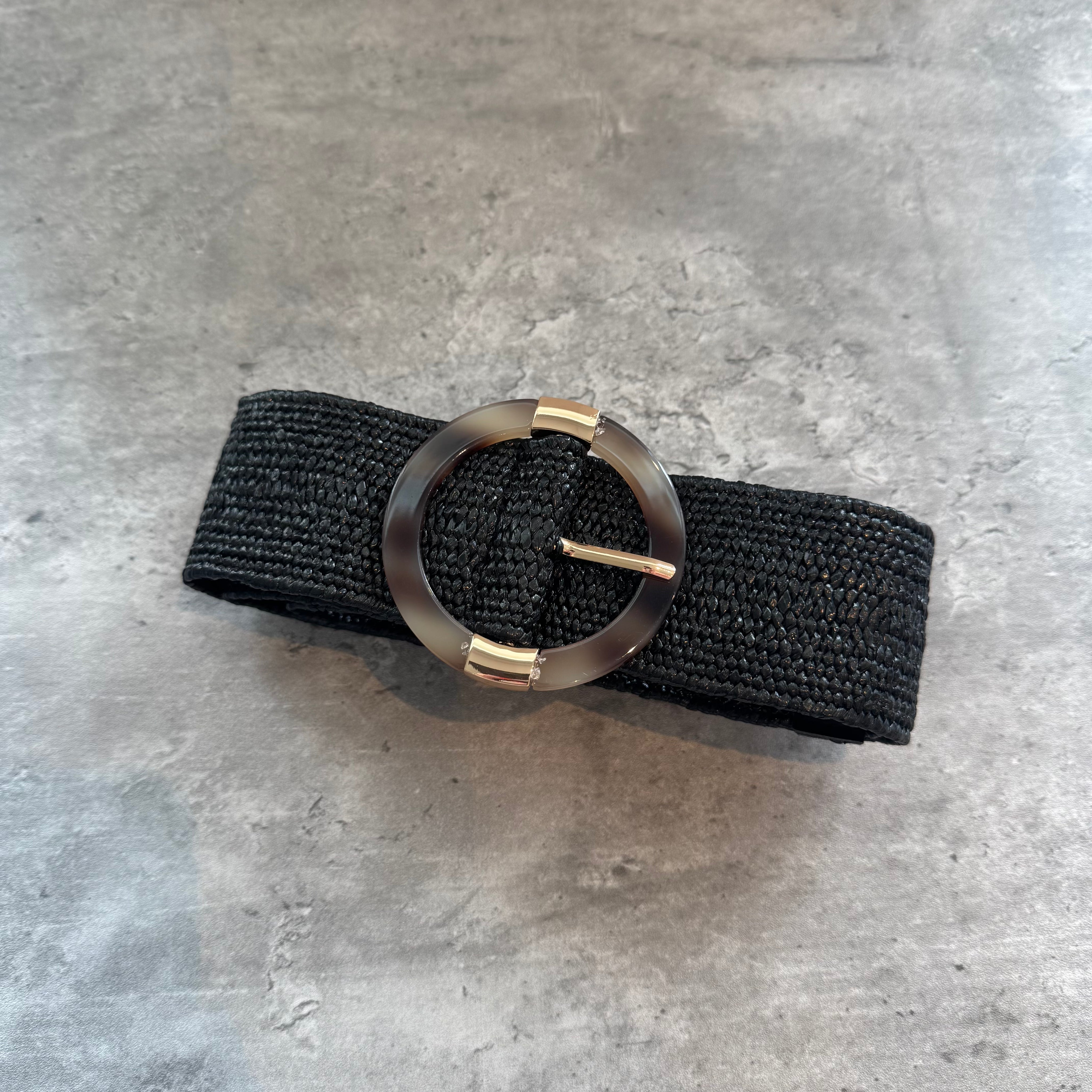 Correa Negra con hebilla carey