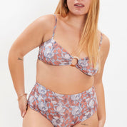 Bottom Bora Flores celeste reversible durazno