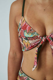 Top Santa María Hojas reversible a verde militar