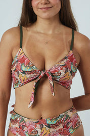 Top Santa María Hojas reversible a verde militar