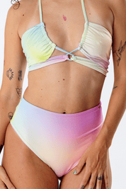 Bottom Piccola Arcoiris print reversible a lila mate