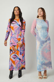 Vestido Viña Hojas naranjas print