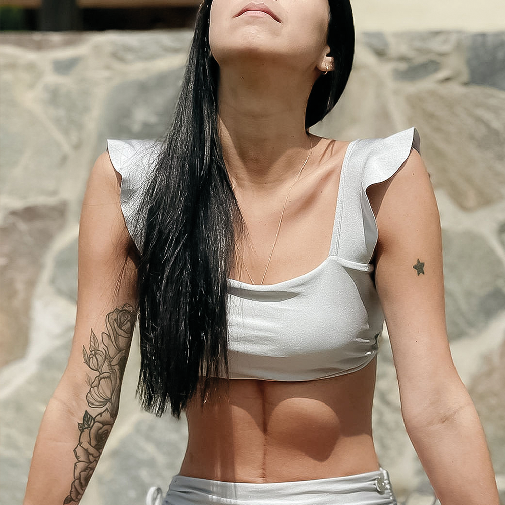 Top caballeros Plateado satinado