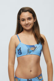 Top Vichayito Teens Mariposa Amazónica reversible a azul claro