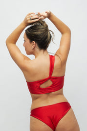 Top Barú Rojo satinado reversible a mate