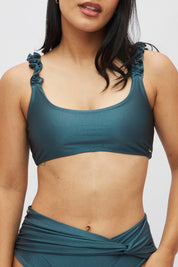 Top Brisas Verde oscuro satinado