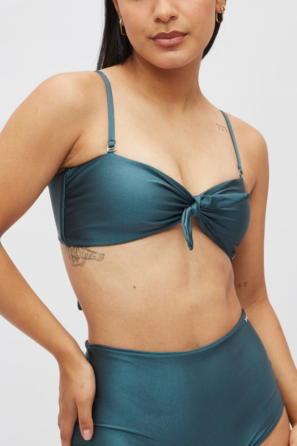 Top Waikiki Verde oscuro satinado