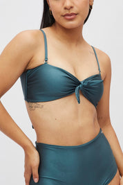 Top Waikiki Verde oscuro satinado