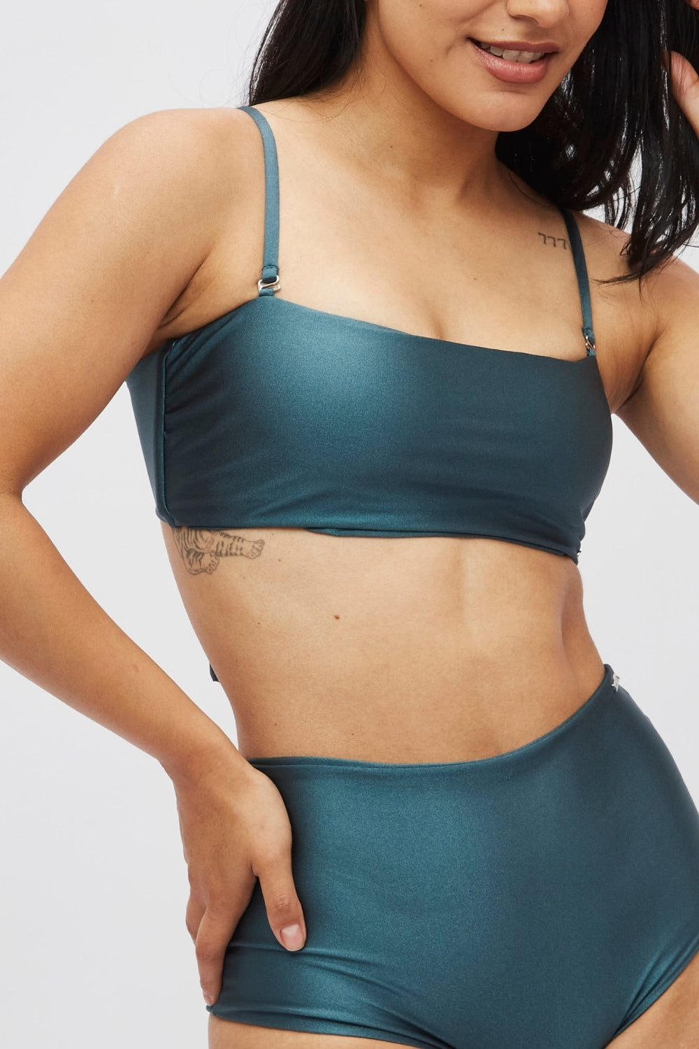 Top Waikiki Verde oscuro satinado