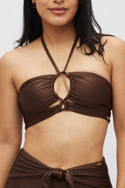 Top Nasau Marrón satinado reversible a mate