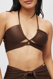 Top Nasau Marrón satinado reversible a mate