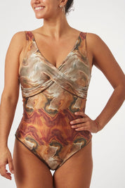 Entera Saona Tierra satinado reversible a marrón chocolate