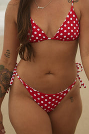 Top Gramas Lunares rojo reversible a rayas