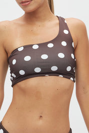 Top Punta Hermosa Lunares marrones reversible a marrón satinado