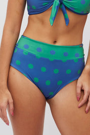 Bottom Bora Lunares azul y verde reversible a cobalto