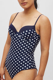 Entera Varadero Lunares azul marino bicolor