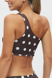 Top Punta Hermosa Lunares marrones reversible a marrón satinado