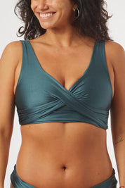 Top Saona verde oscuro satinado