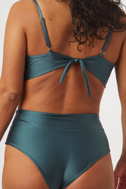 Top Creta verde oscuro satinado