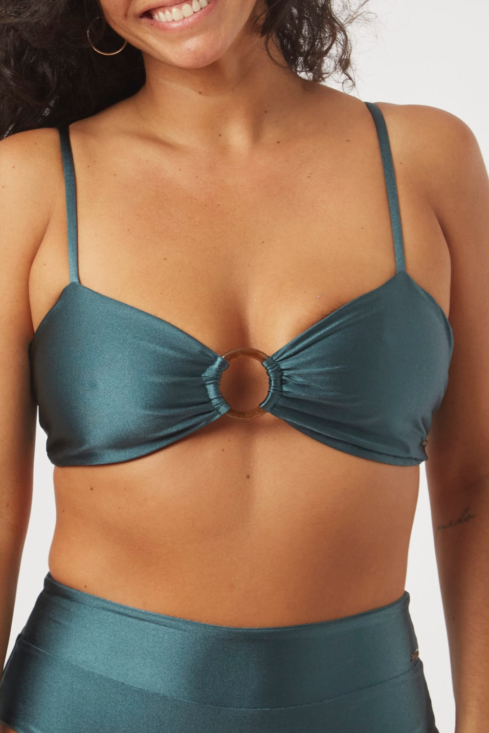 Top Creta verde oscuro satinado