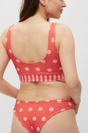 Top Bujama Lunares y rayas coral reversible a rosado