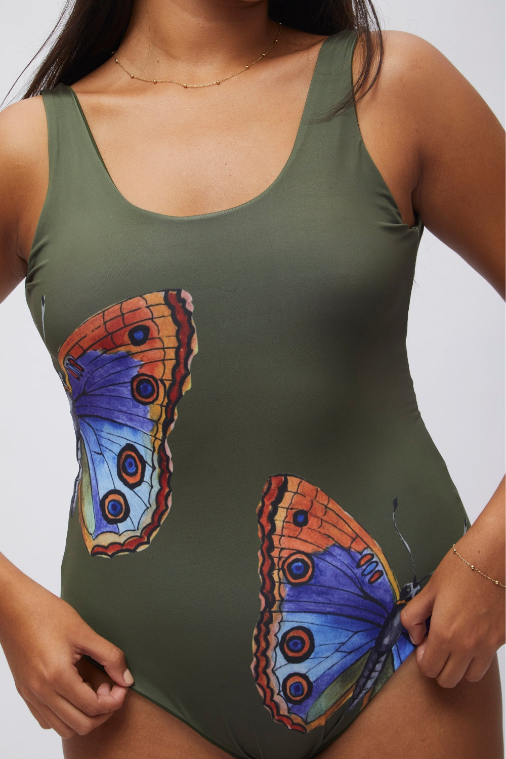 Entera Balma Mariposa Amazónica reversible a verde militar