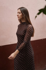 Vestido Viña Marrón lunares