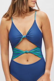 Entera Pimentel Lunares azul y verde reversible a cobalto