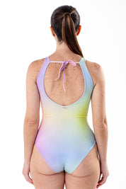 Entera Santorini sin mangas arcoiris print reversible a lila mate