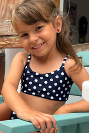 Top Vichayito Niñas Lunares azul marino reversible a rayas