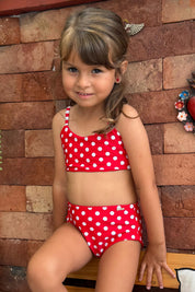 Top Vichayito Niñas Lunares rojo reversible a rayas