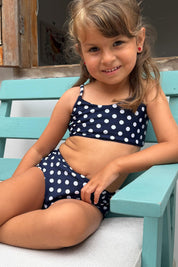Bottom Tahiti Niñas Lunares azul marino reversible a rayas