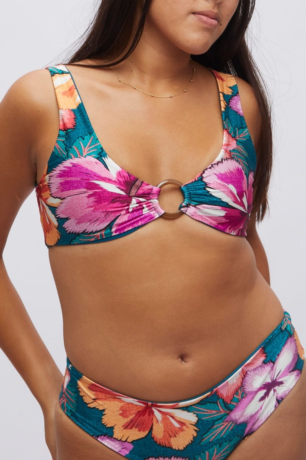 Top Cabo Maxi flores reversible a peacock