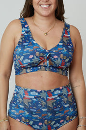 Top Bujama Amuletos reversible a azul marino