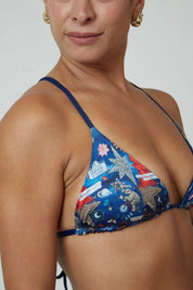 Top Gramas Amuletos reversible a azul marino