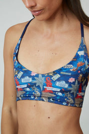 Top Quipa Amuletos reversible a azul marino