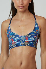 Top Quipa Amuletos reversible a azul marino