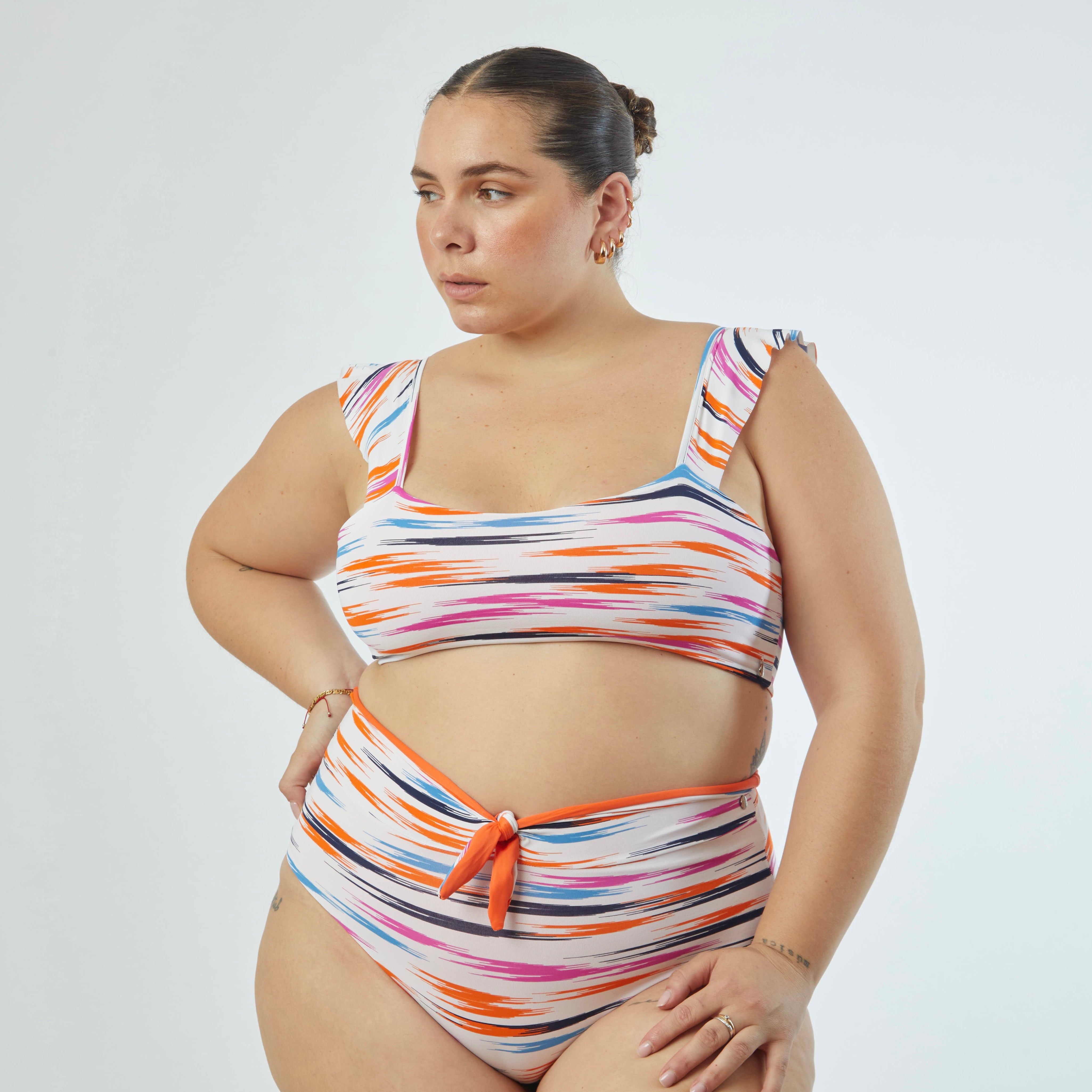Bottom Máncora líneas naranja reversible a zanahoria