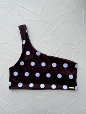 Top Punta Hermosa Lunares marrones reversible a marrón satinado