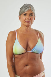 Top Gramas arcoiris print reversible a lila mate