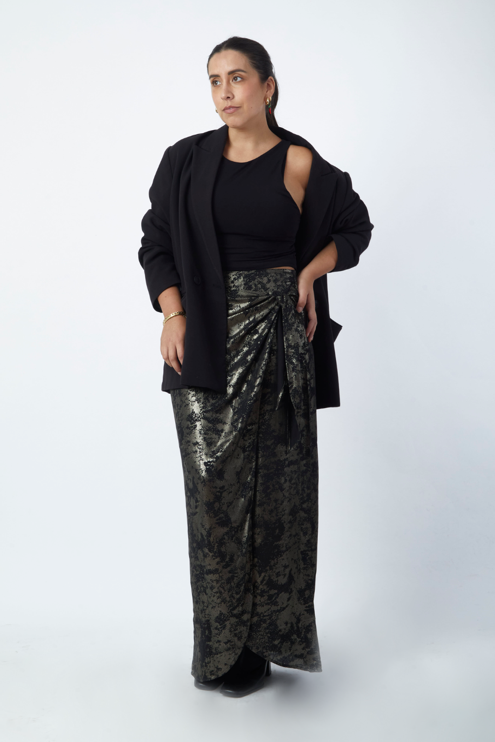 Falda Sidney negro con dorado